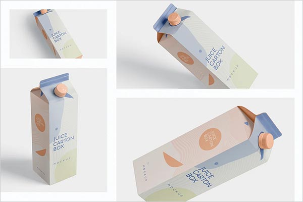 Juice and Milk 1L Carton Box Mockup