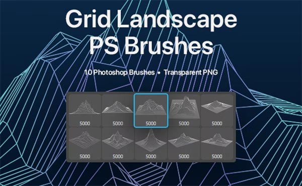Grid Landscape Photoshop Brushes Set