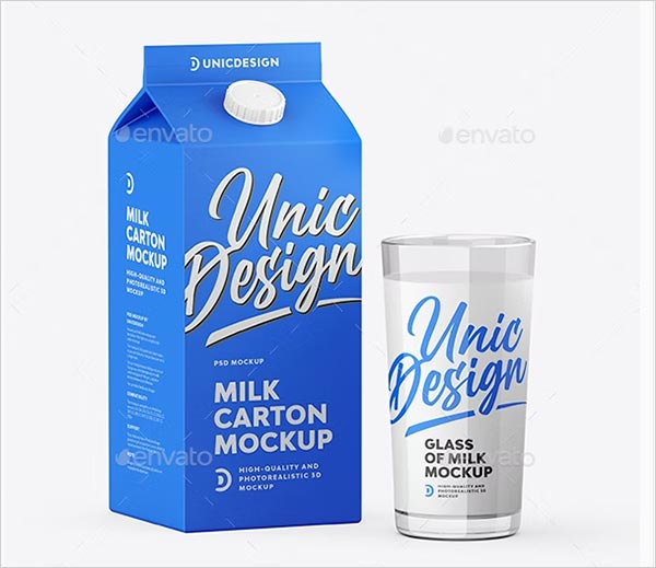Milk Carton Mockup Template
