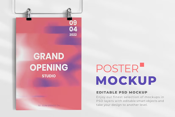 Free PSD Hanging Poster Mockup Template