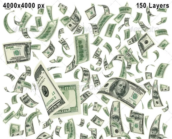 Falling Dollar Bills White Background