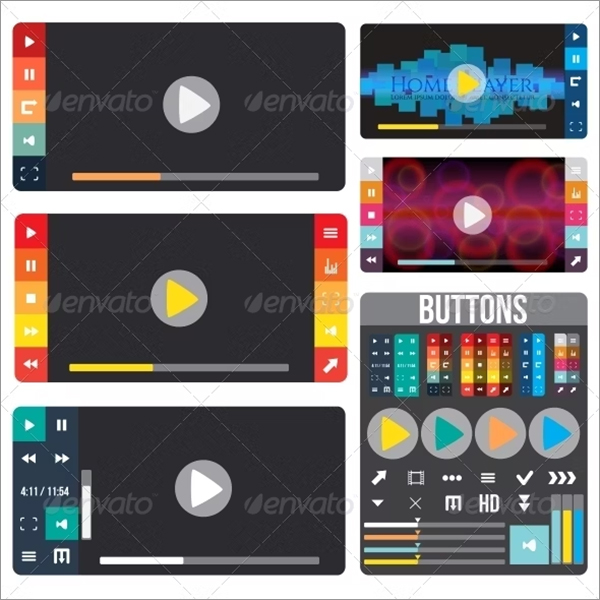 Media Player Flat Button Template