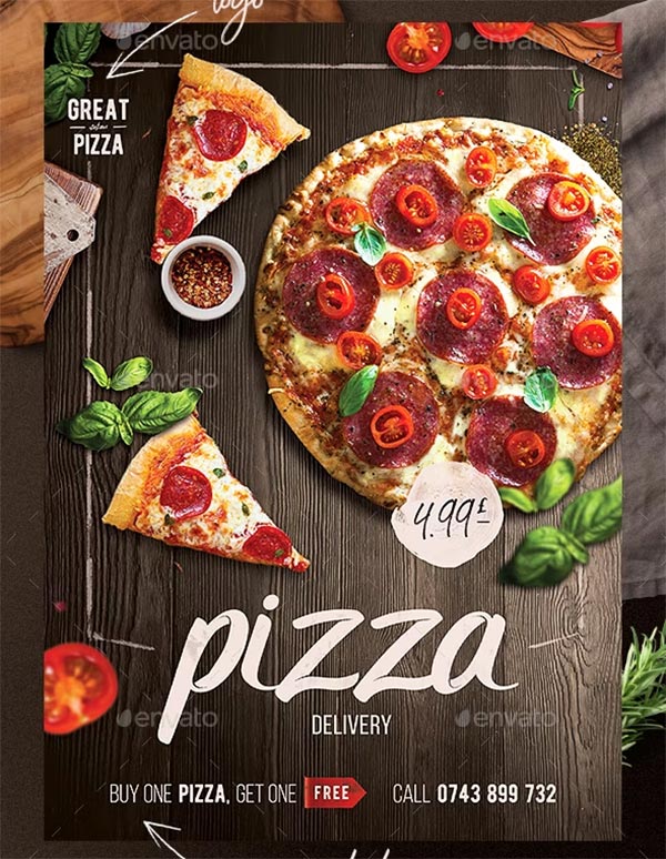 Pizza Food Menu PSD Flyer Template