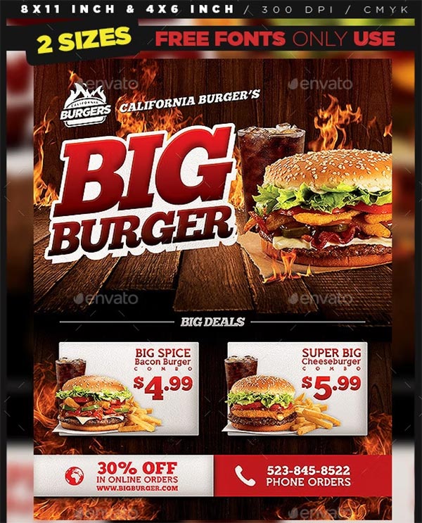 Burger Food Flyer Template PSD