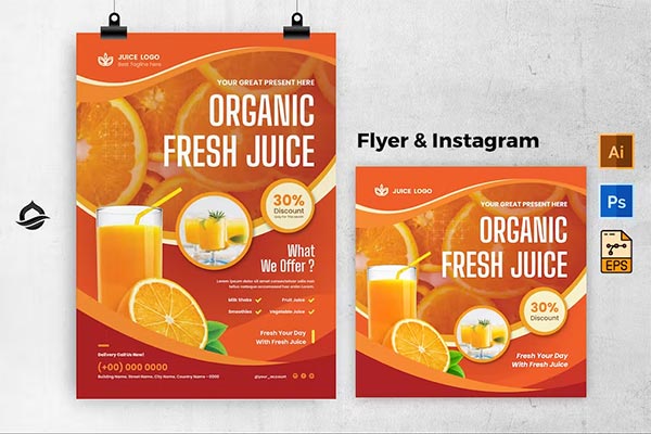 Organic Fresh Juice Promotions Flyer