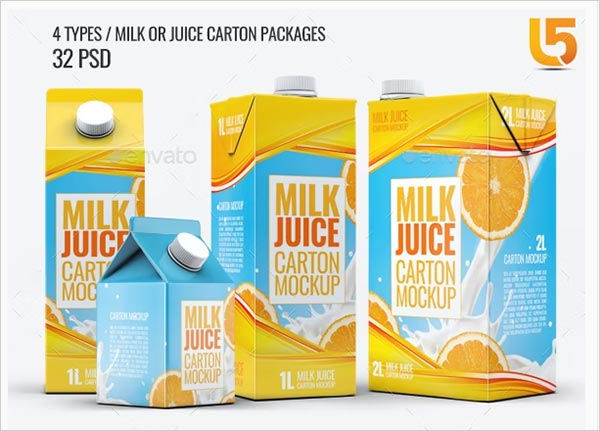 Milk or Juice Cartons Bundle Mockups