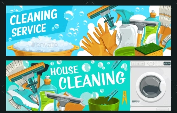 Cleaning Service Laundry and Hygiene Banners