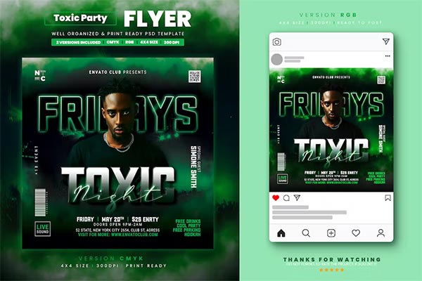 Friday Night Club Flyer Template Designs