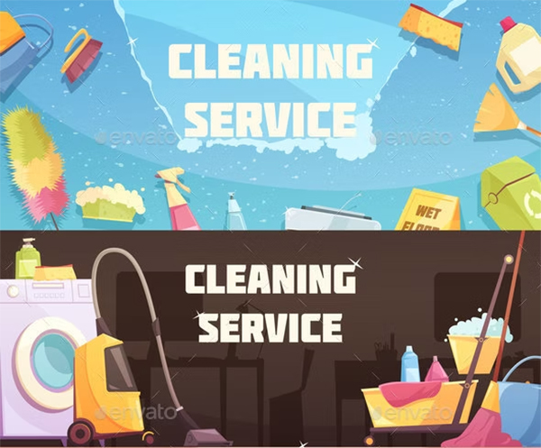 Cleaning Service Horizontal Banners Template