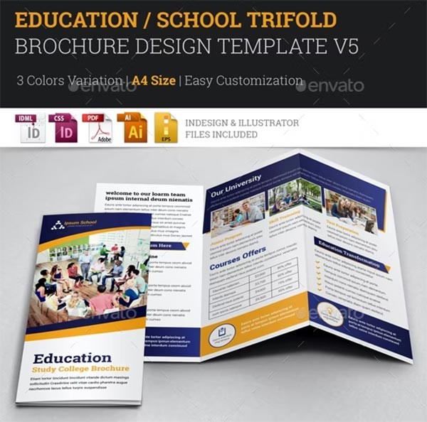 Education College Trifold Brochure Design Template