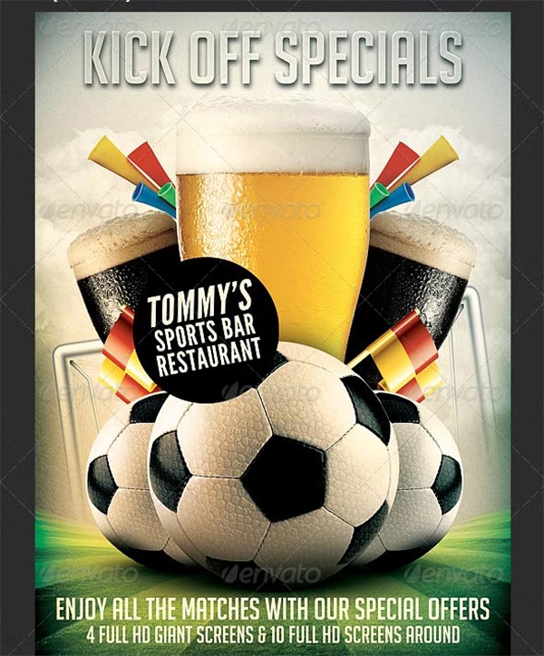Soccer Football Bar Flyer Menu Template