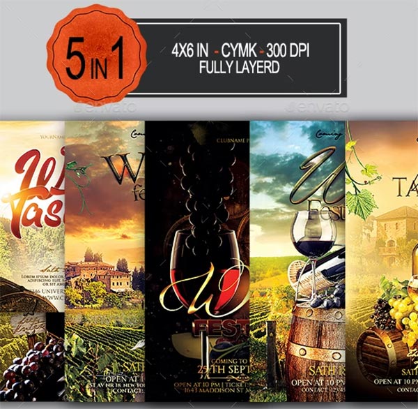 Wine PSD Flyer Bundles