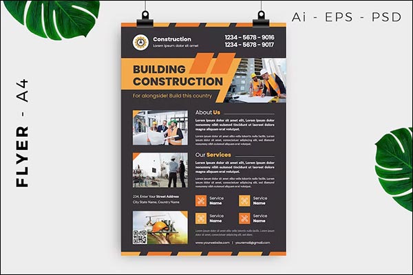 Construction Flyer Design Print Template