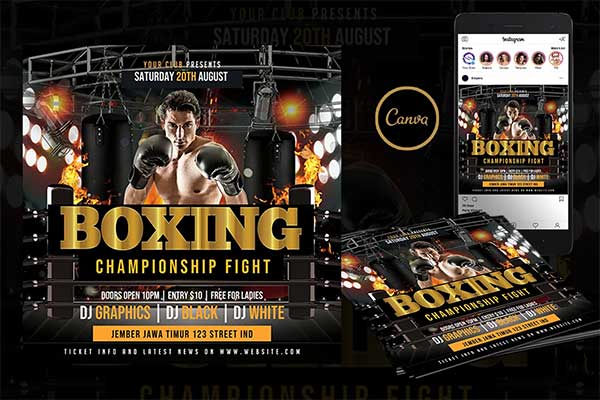 Boxing Event Flyer Canva Template