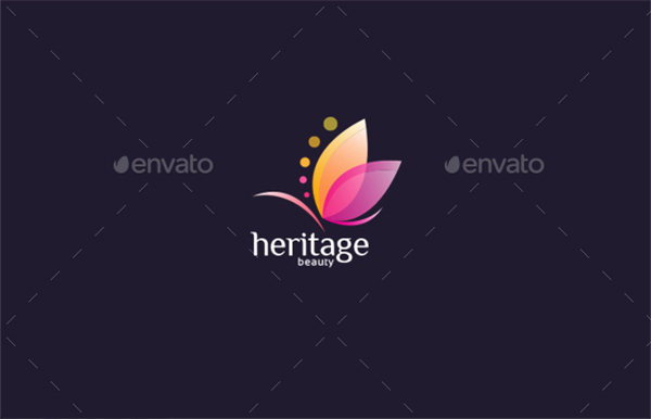 Heritage Beauty Butterfly Logo Template