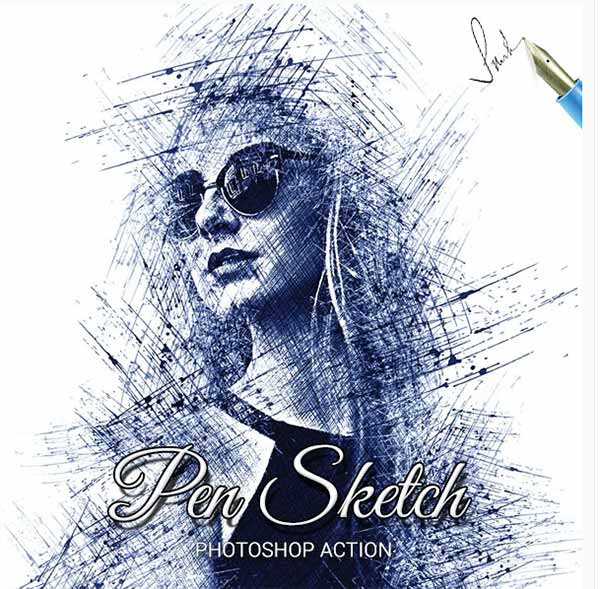 Pen Sketch Photoshop Template Action