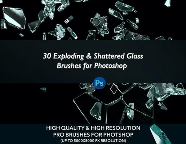 Exploding, Shattered Glass PS Brushes