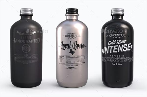 Plastic Metal Boston Round Bottles Mockup