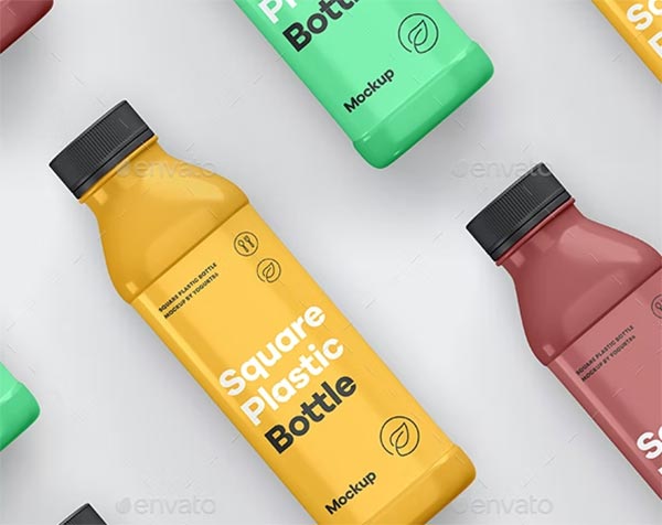 Square Plastic Bottle Mock-up Square Plastic Bottle Mock-up