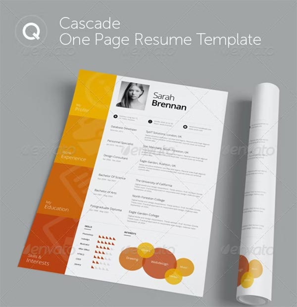 Cascade One Page Resume Template