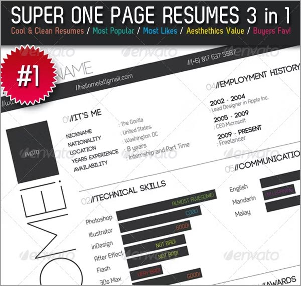 Super One Page Resumes Bundle