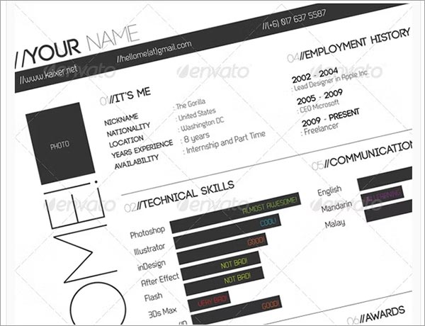 One Page Minimal Resume