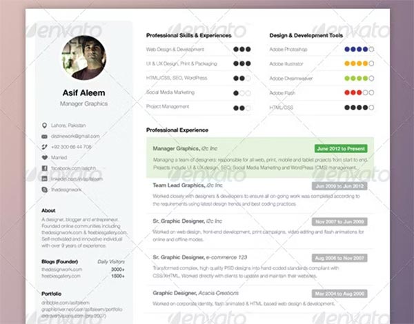 Simple and Clean One Page Resume Template
