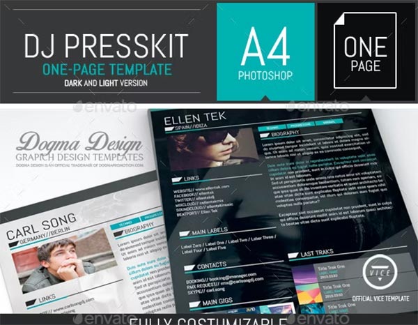 Musician OnePage Resume PSD Template