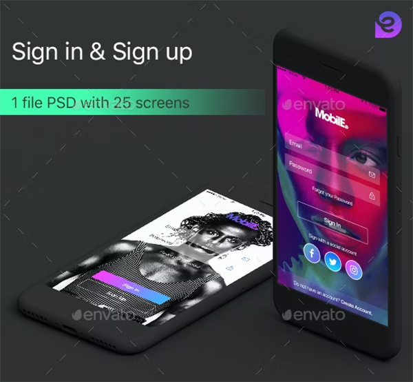 Sign in & Sign up Mobile Theme UI Kit Template