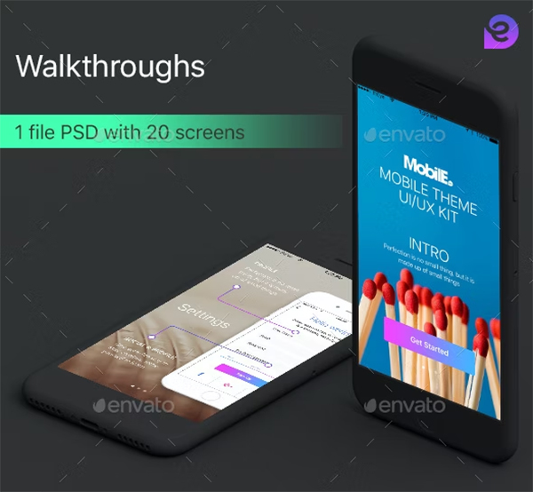 Walkthroughs Mobile Theme UI Kit Template