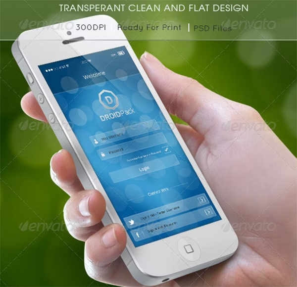 Droid- Flat Mobile UI Theme Kit Template
