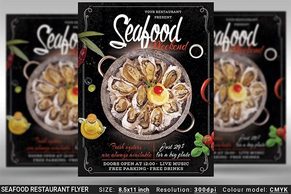 Seafood Restaurant Commercial Flyer Template