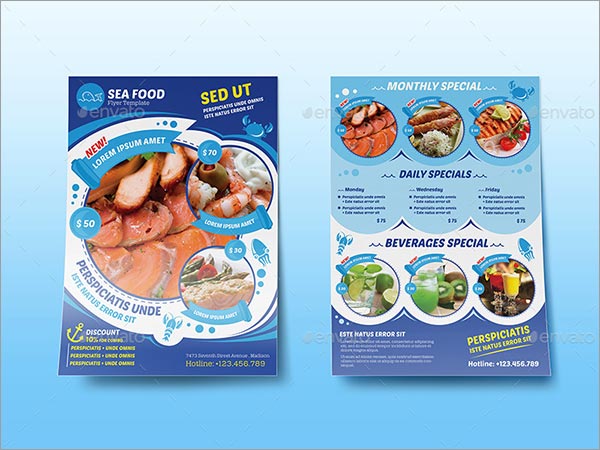 Seafood Restaurant Flyer PSD Template