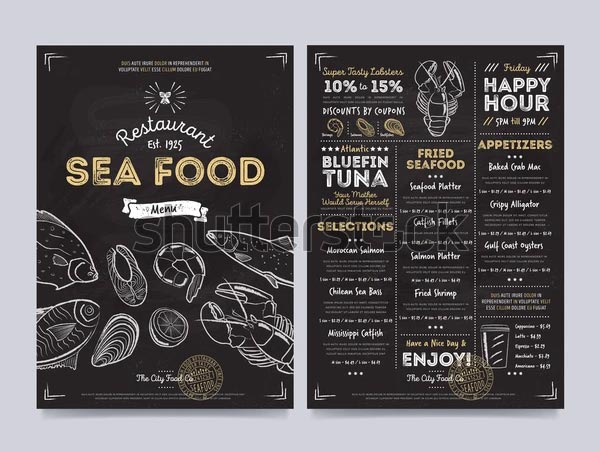 Seafood Restaurant Menu Design Flyer Template