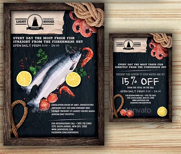Seafood Restaurant Flyer Template Design