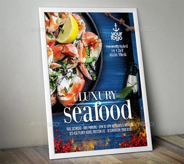 Seafood Restaurant PSD Flyer Set