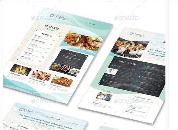 Professional Seafood Restaurant Menu Flyers