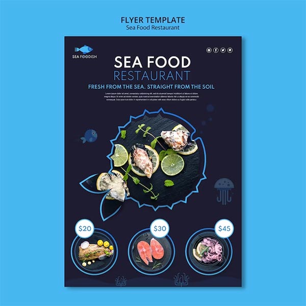 Free PSD Seafood Restaurant Menu Flyer