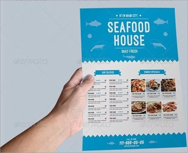 Seafood Sushi Restaurant Flyer Menu