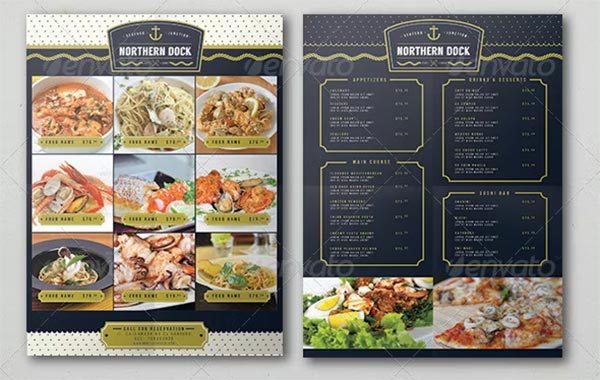 Seafood Restaurant Menu Flyer PSD Design