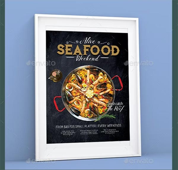 Beach Seafood PSD Flyer Template