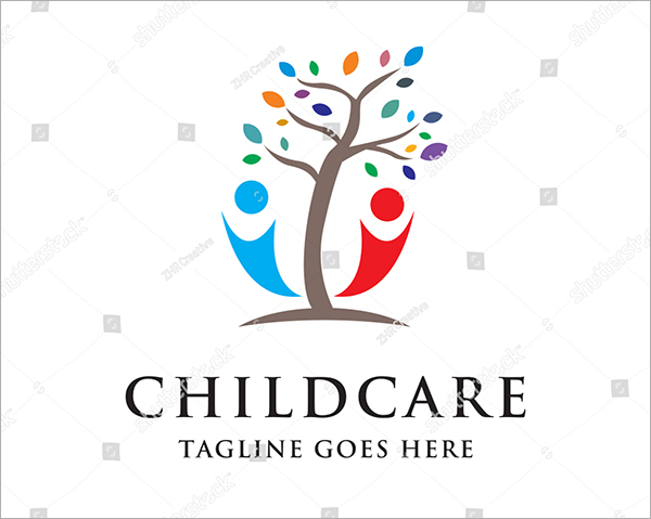 Child Care Colorful Tree Vector Logo