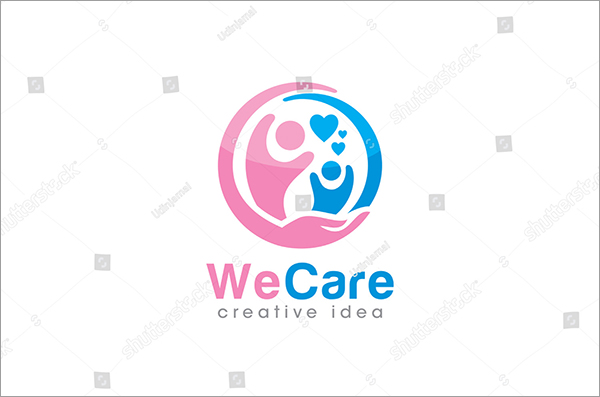 Creative kids Care Vector Logo Template