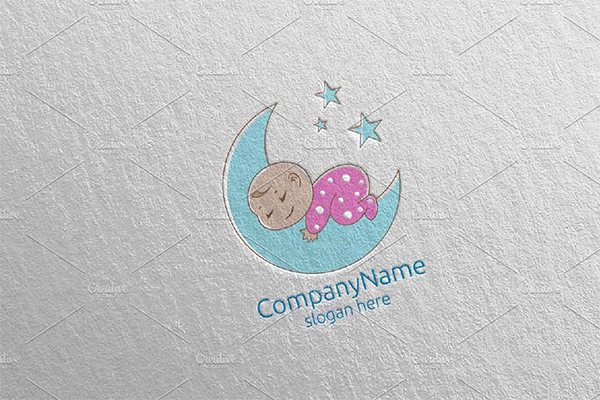 Cute Baby Sleep Logo Design