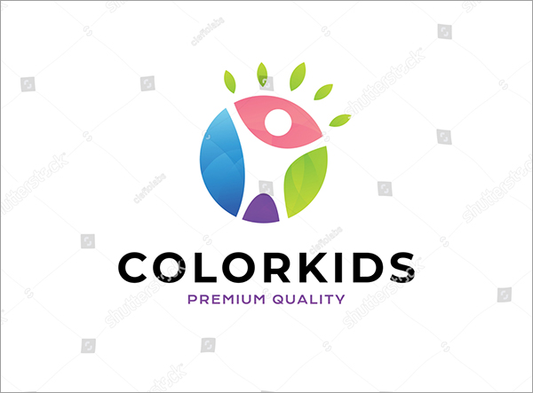 Color Kids Logo Vector Template