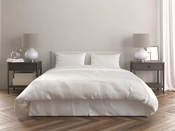 Free Bed and Modern Wooden Night Tables Mockup