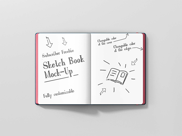 Free PSD Sketchbook Mockup