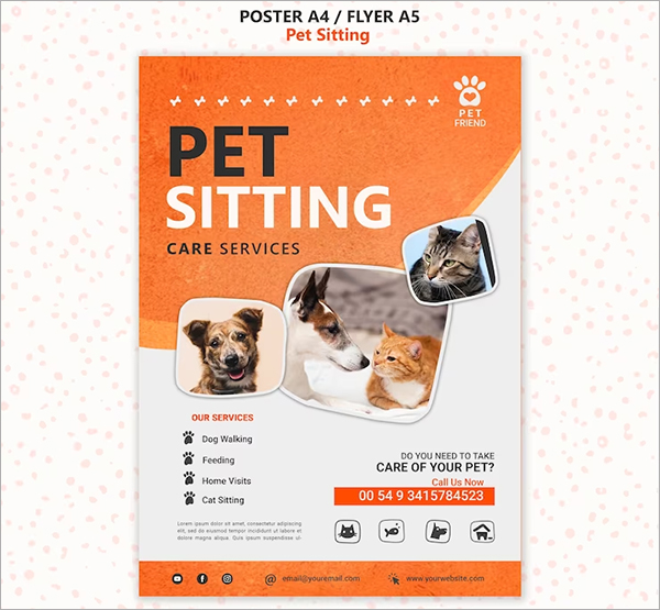 Pet Sitting Concept Flyer Free Template