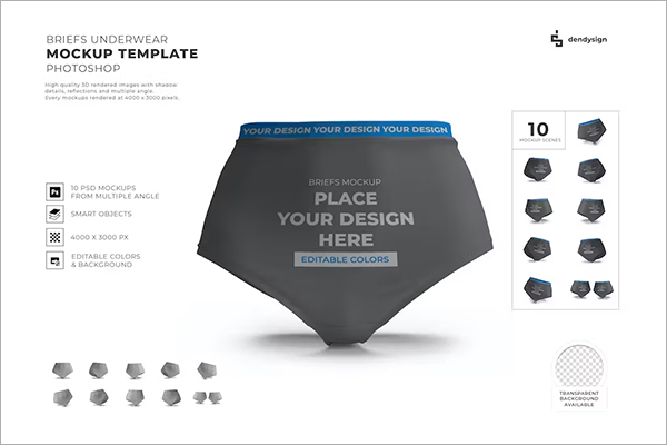 Briefs Underwear Mockup Template