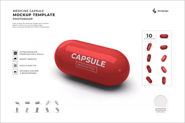 Medicine Capsule Mockup Templates
